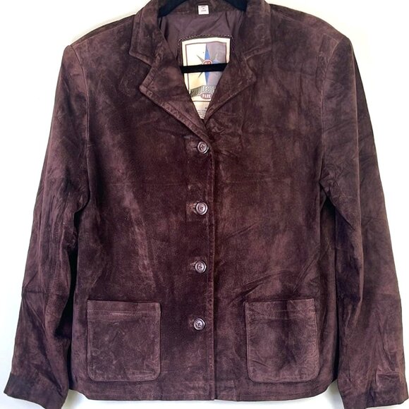 MiddleBrook Park Brown Leather Woman Med Blazer Jacket BoHo Heritage Outdoor - Picture 1 of 8